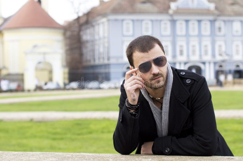 Stylish casual city boy stock photo