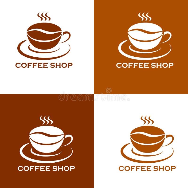 Stylish Coffee Logo with Two Tone Brown Stock Vector Illustration of