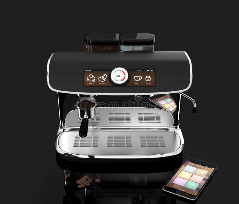 Stylish coffee machine with touch screen. 3D rendering image with clipping path. royalty free illustration