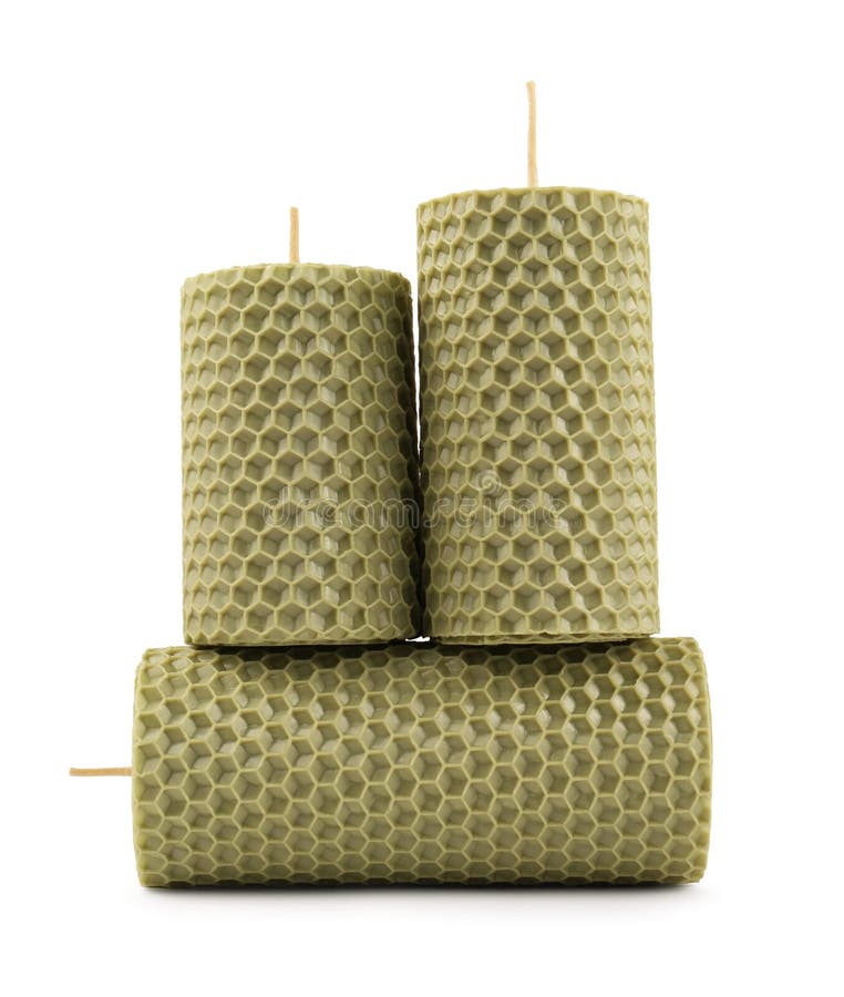Stylish Elegant Beeswax Candles Isolated on White Stock Photo Image of cozy, natural 269795400