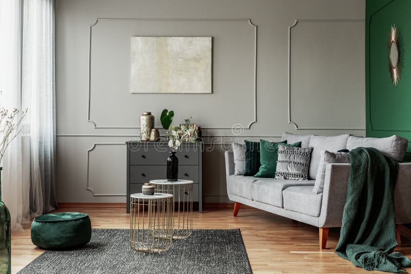 emerald grey gold living room