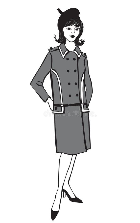 Stylish fashion dressed girl (1950s 1960s style royalty free illustration Stylish fashion dressed girl (1950s 1960s style royalty free illustration