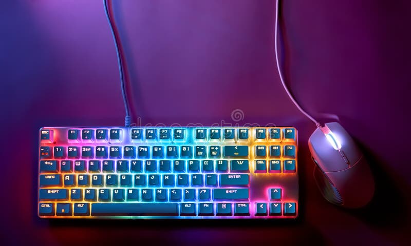 Stylish Gaming Mouse and Keyboard with Rainbow Lighting. Mechanical ...