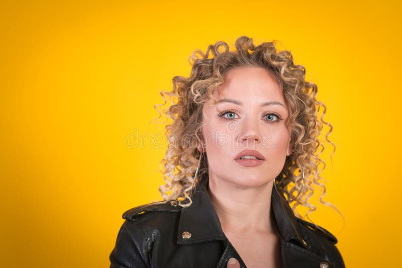 Stylish Girl in a Black Leather Jacket Stock Image Image of female, girl 203193673