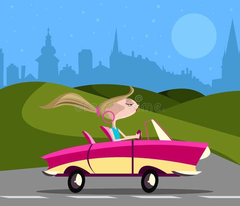 Girl driving a car stock vector. Illustration of tourist 14528302