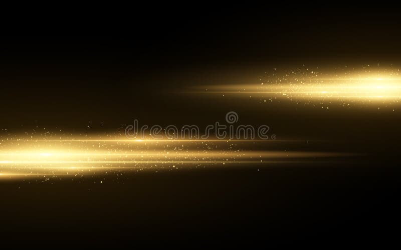 Stylish golden light effect isolated on black background. Golden glitters. Glowing lines with sparkles. Blurred light trails. stock illustration Stylish golden light effect isolated on black background. Golden glitters. Glowing lines with sparkles. Blurred light trails. stock illustration