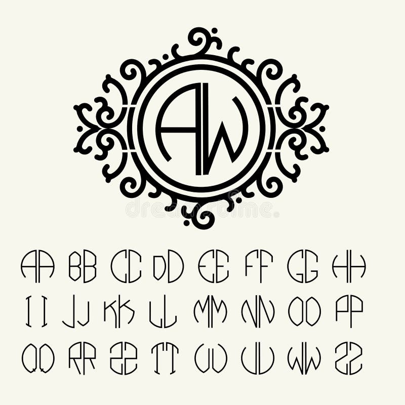 Stylish graceful monogram in Victorian Style