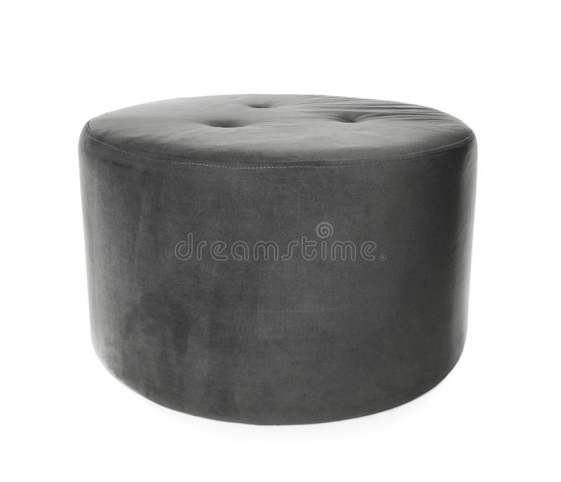 Stylish Grey Velvet Ottoman on White Stock Photo Image of seat, comfortable 222844992