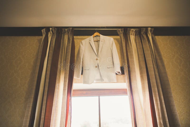 Stylish Groom Suit in Dressing Room Indoors Stock Photo - Image of ...