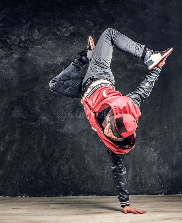 Stylish Guy Performs Breakdance Acrobatic Elements. Stock Image - Image ...