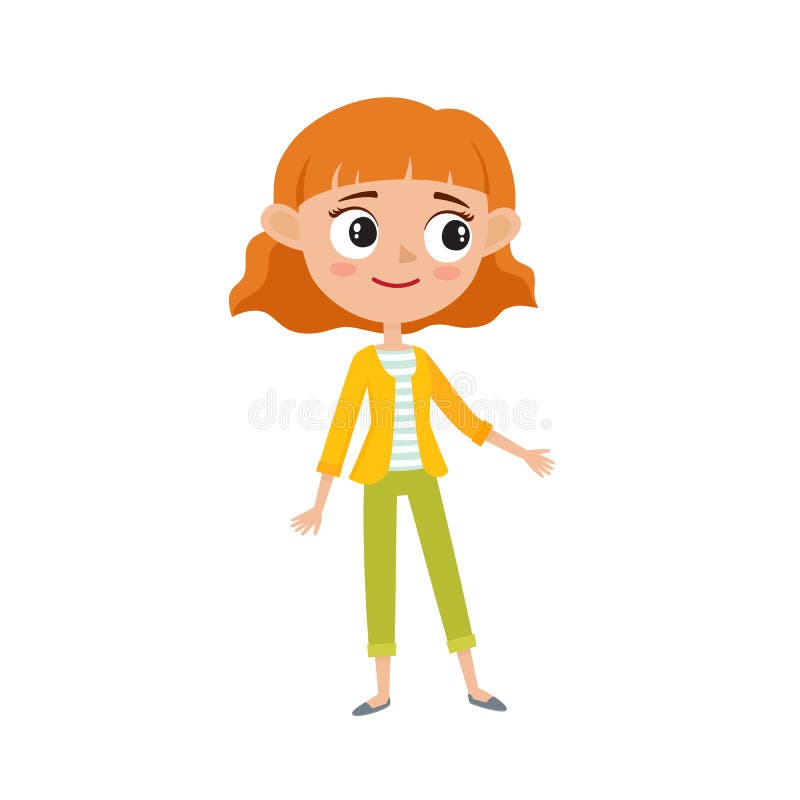 Set of red-haired girl scared face expression isolated on white