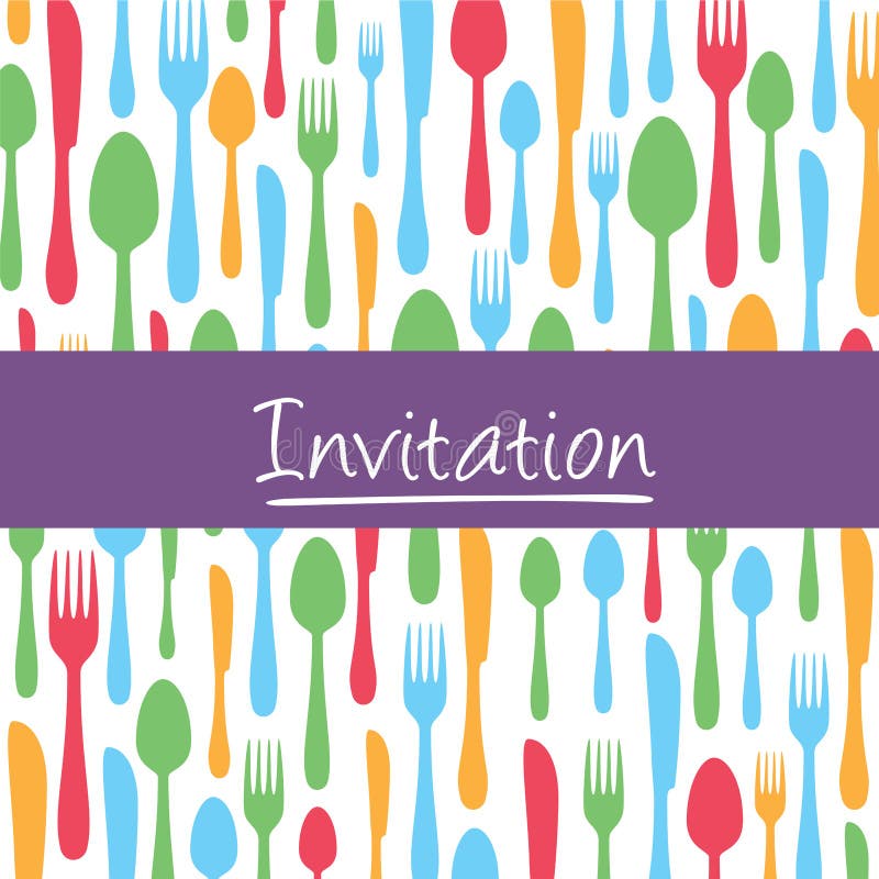 Stylish invitation card with cutlery background