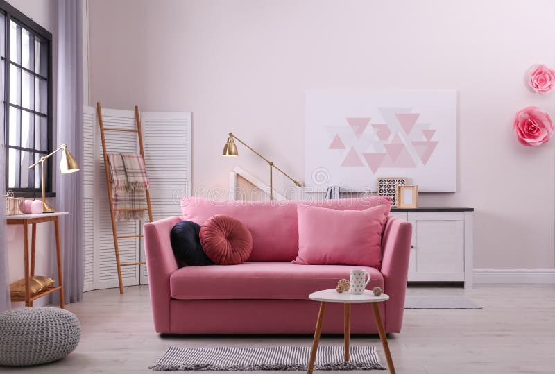 Stylish Living Room Interior with Sofa Stock Image Image of apartment