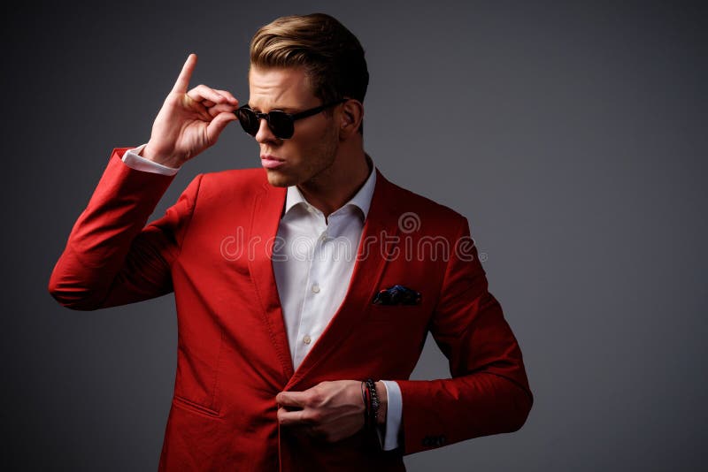 Stylish man in red jacket stock photo. Image of clothing 89472450