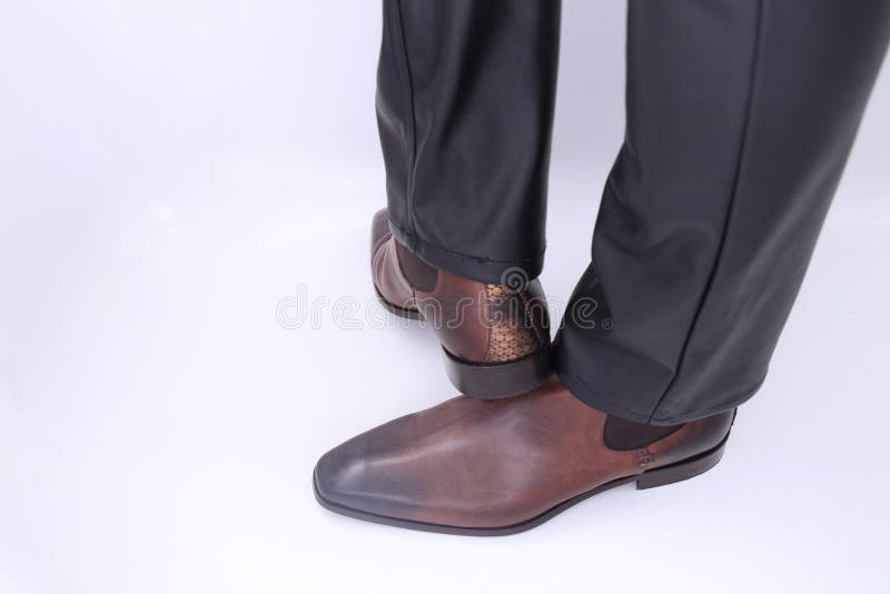 Mens Modern Brown Leather Ankle Boots Shoes Stock Photo - Image of ...