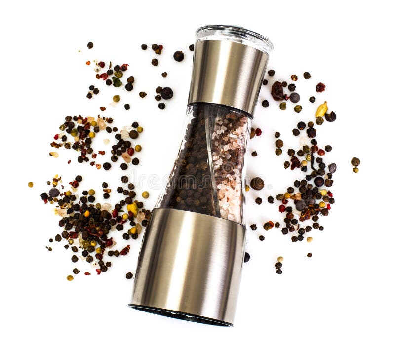 Stylish Mill for Coarse Salt and Pepper Stock Photo Image of glass