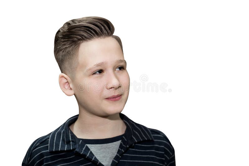 Stylish Modern Retro Haircut Side Part with Mid Fade with Parting of a  Schoolboy Guy in a Barbershop on an Isolated White Stock Image - Image of  beauty, attractive: 161347733
