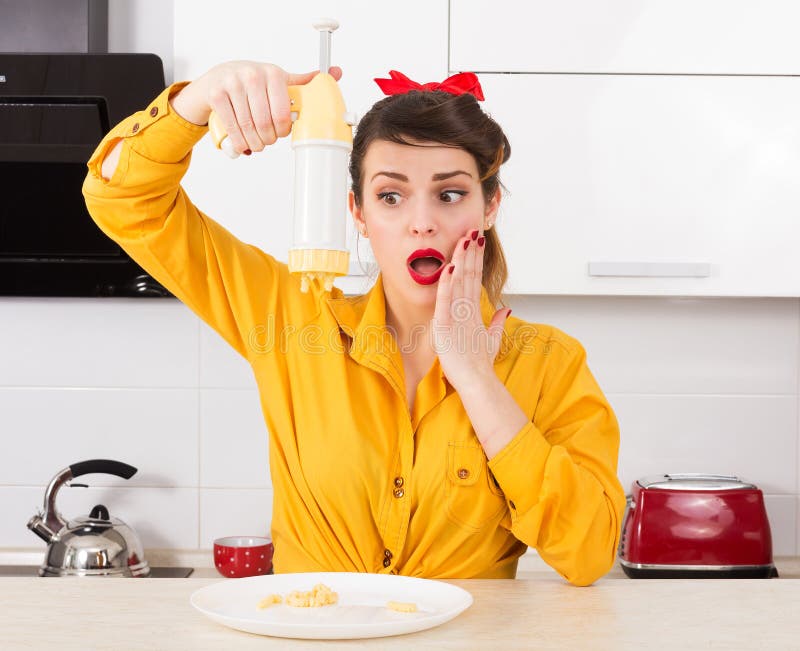 Stylish pinup housewife stock photo. Image of baking 49045762