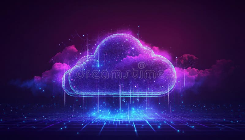 Stylish Purple Eds For Cloud Computing royalty free stock image