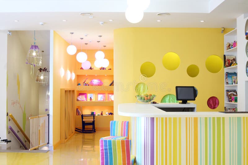 Stylish reception and kids room in cafe Anderson stock photo Stylish reception and kids room in cafe Anderson stock photo
