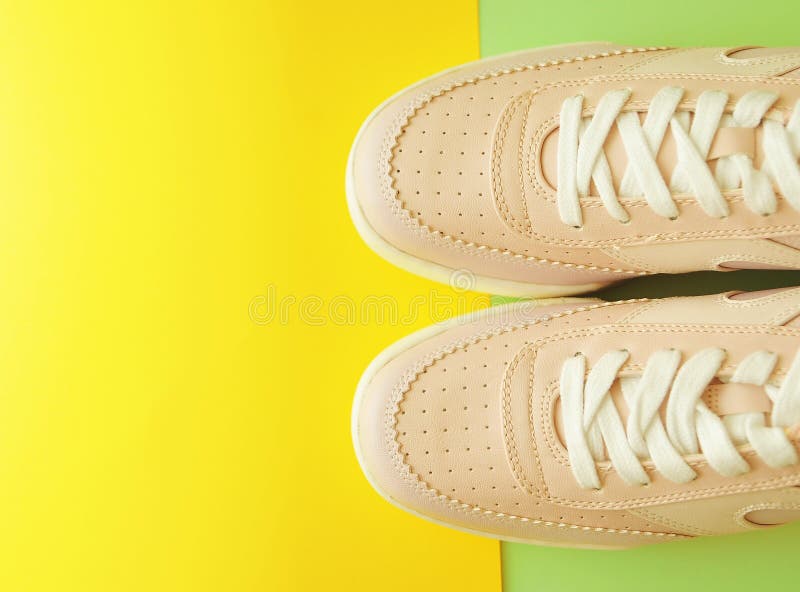 Stylish Shoes on Pastel Color Background. Stock Photo - Image of ...