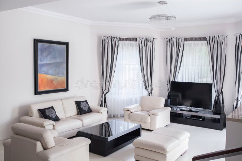 Stylish sitting room stock photo. Image of comfort, design 65041642