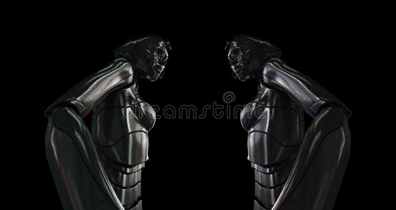 Stylish steel robotic girls royalty free illustration