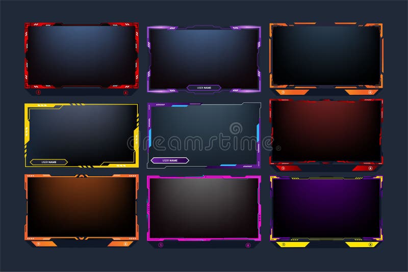Stylish Streaming Overlay Set Decoration with Neon Effects. Online
