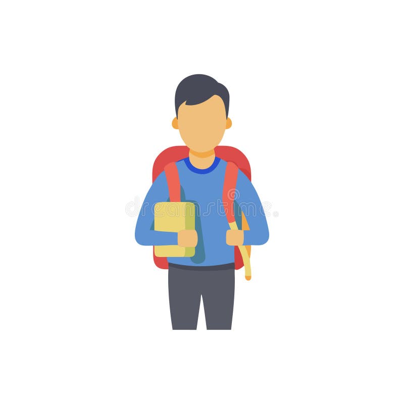 Stylish Student with Backpack Graphic Icon vector illustration