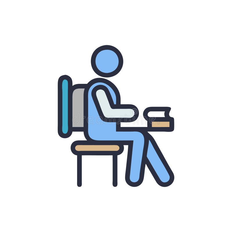 Stylish Student Sitting Graphic Icon royalty free illustration