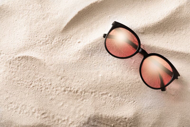 Stylish Sunglasses on White Sand. Space for Text Stock Image - Image of  fashion, season: 195188951