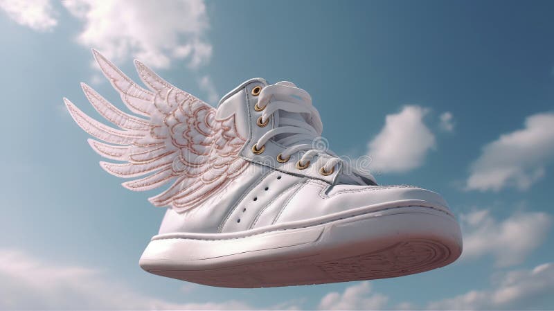 Stylish White Flying Sneakers, Advertising Concept. Al Generated Stock ...