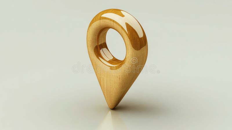 Stylish wooden map pin icon for location marking in digital design and navigation apps stock illustration