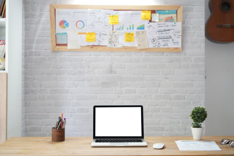 Stylish Workspace with Computer on Home Office Board Meeting Stock