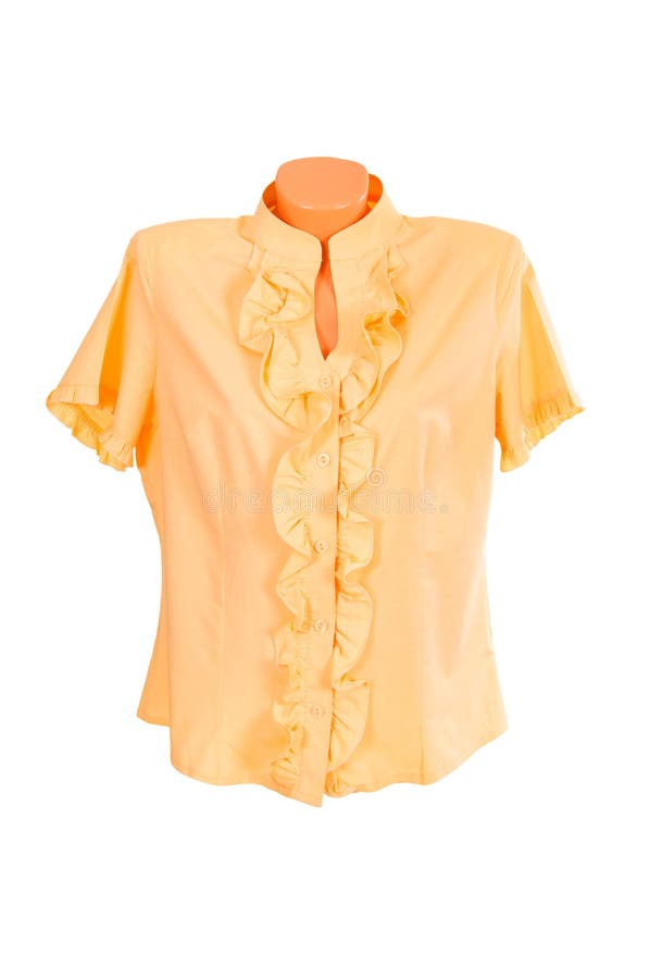 Stylish yellow blouse on a white.