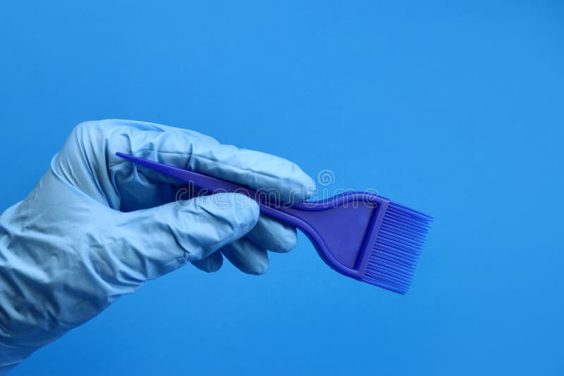 The Hair Dye on the Brush Runs Down Stock Photo Image of purple, hair