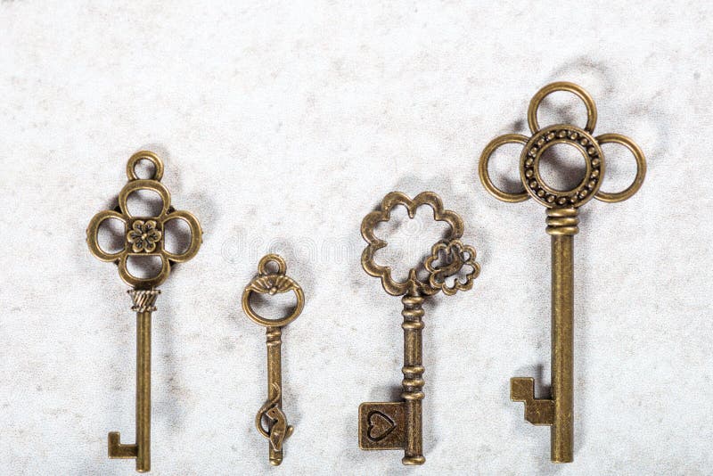 Stylized Antique Decorative Keys Stock Photo Image of lock, door