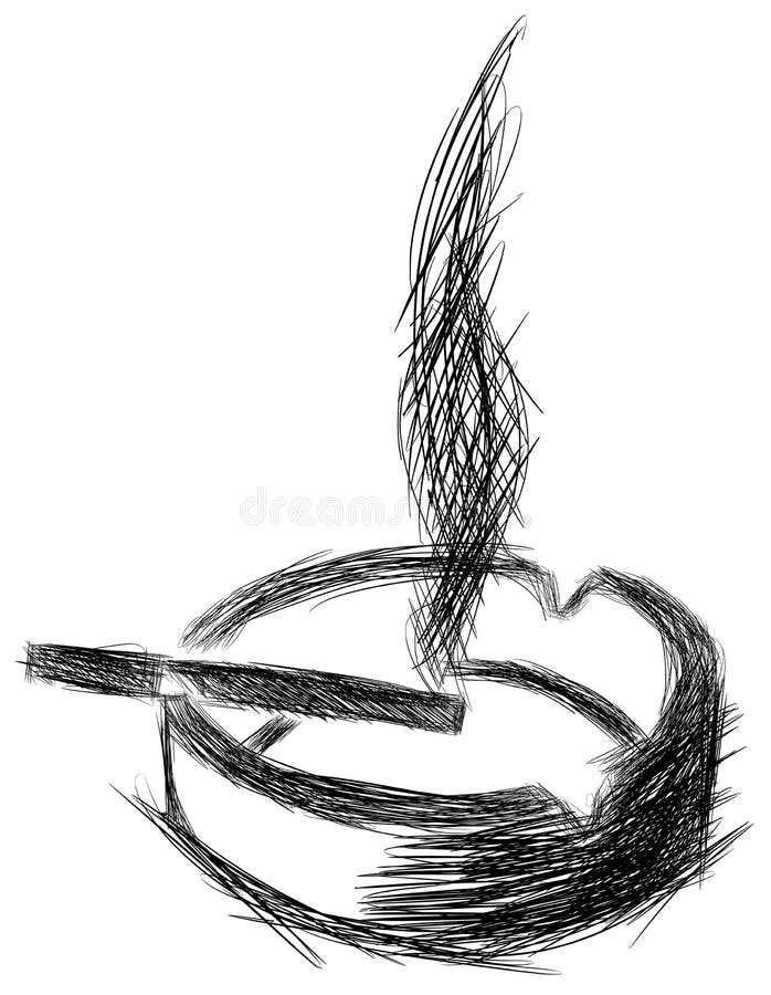 Stylized ashtray with cigarette isolated vector illustration