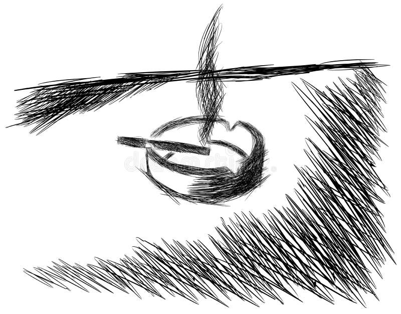 Stylized ashtray with cigarette isolated vector illustration