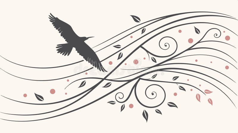 Stylized bird in flight with swirling abstract wind or current lines vector design Generative AI stock illustration