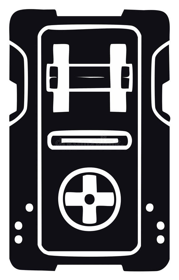 Stylized black and white console game controller with cross button royalty free illustration