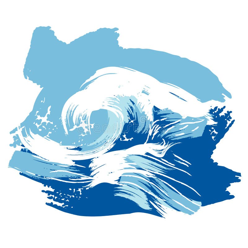 Download Stylized Brushed Ocean Waves Splash Stock Vector ...