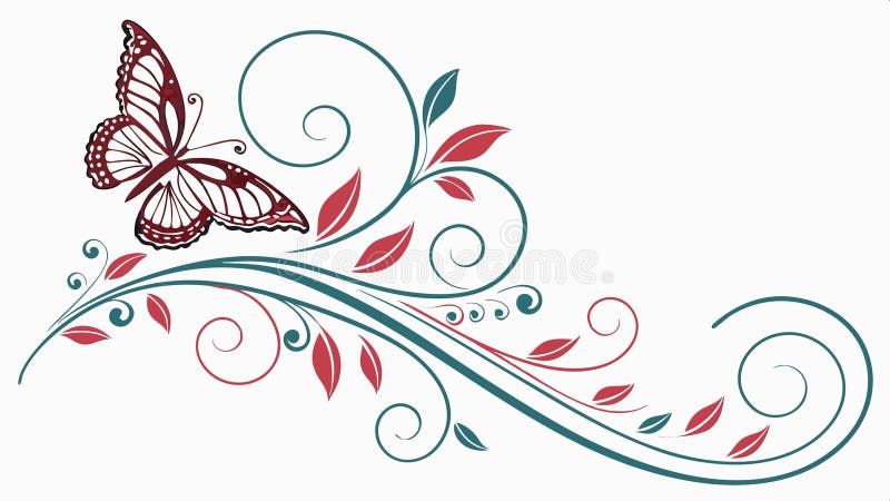 Stylized butterfly and swirling elements design vector design Generative AI vector illustration
