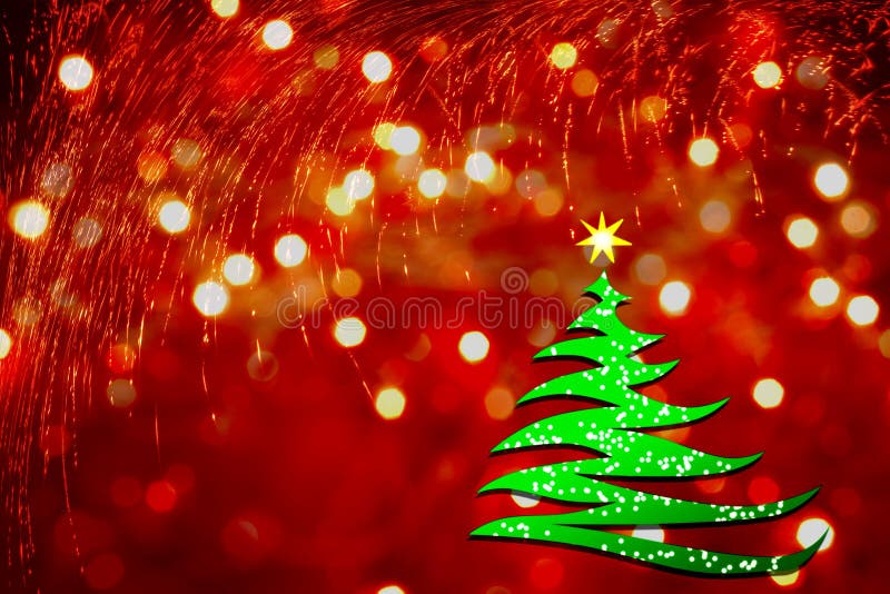 Stylized Christmas tree on red background