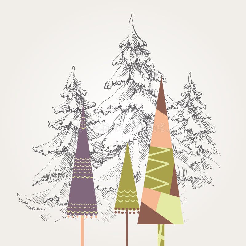 Stylized Christmas trees vector illustration