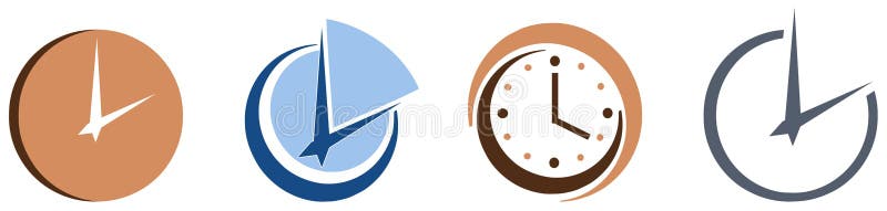 Set of Stylized colorful clocks isolated