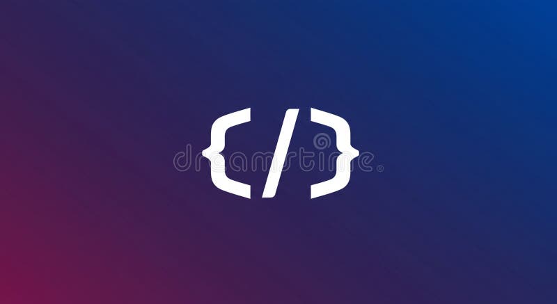 A stylized code symbol consisting of curly braces and a forward slash in the center. stock illustration