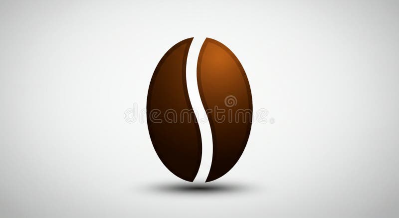 A stylized coffee bean icon features two symmetrical, curved dark brown shapes vector illustration