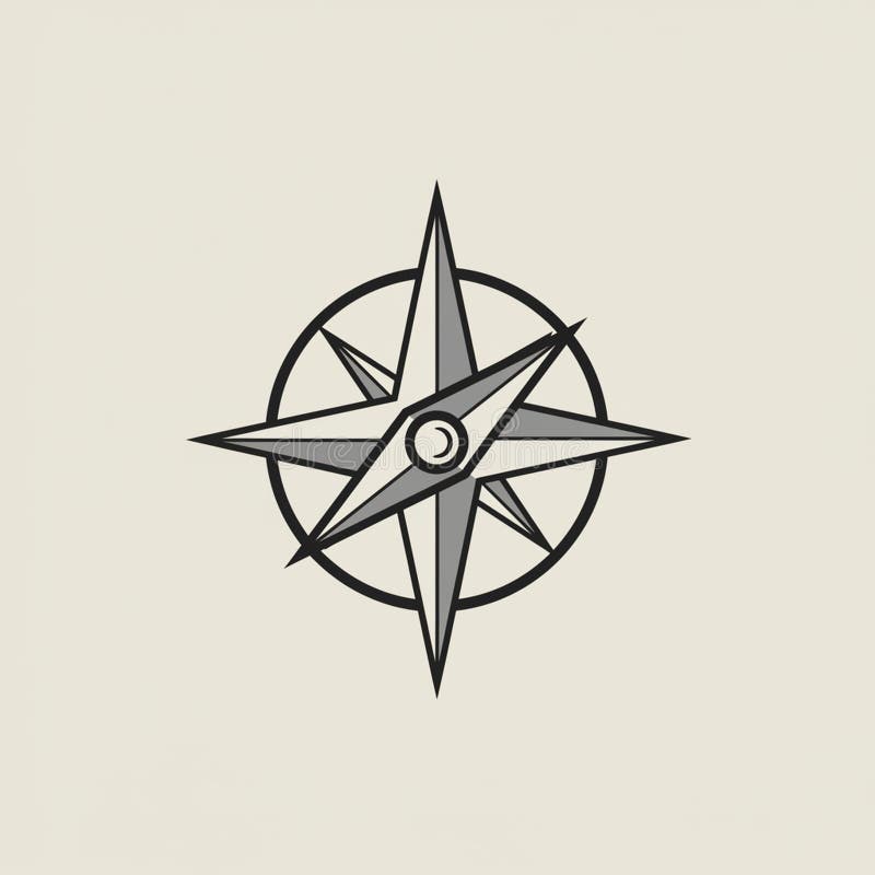 Stylized compass rose with four primary points and four intermediate points, each royalty free illustration