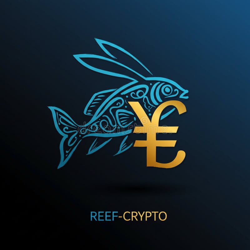 A stylized design with a turquoise fish boasting abstract patterns and rabbit-like ears. vector illustration